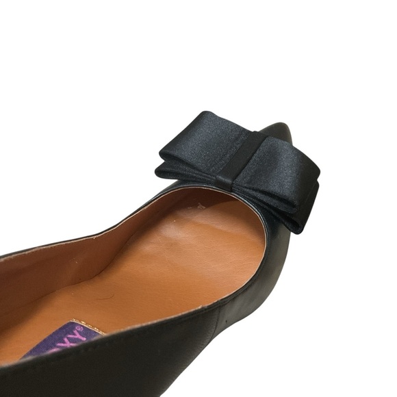 Mojo Moxy Women's Size 7.5 Sophia Pumps Bow Detail Black Leather EUC 4 Inch Heel - Picture 3 of 8
